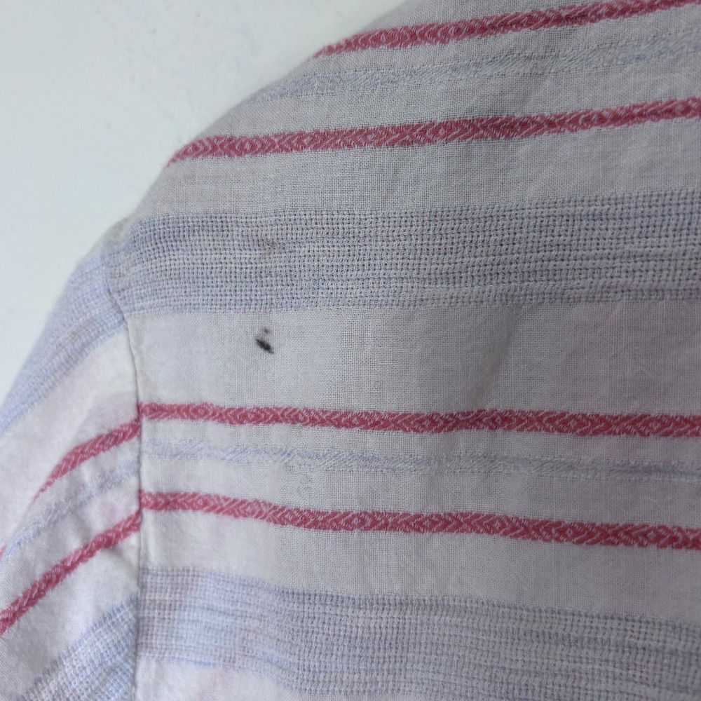 Madewell Striped Pastel Short Sleeve Button Down Cotton Shirt Size XS Red Blue - Picture 9 of 9